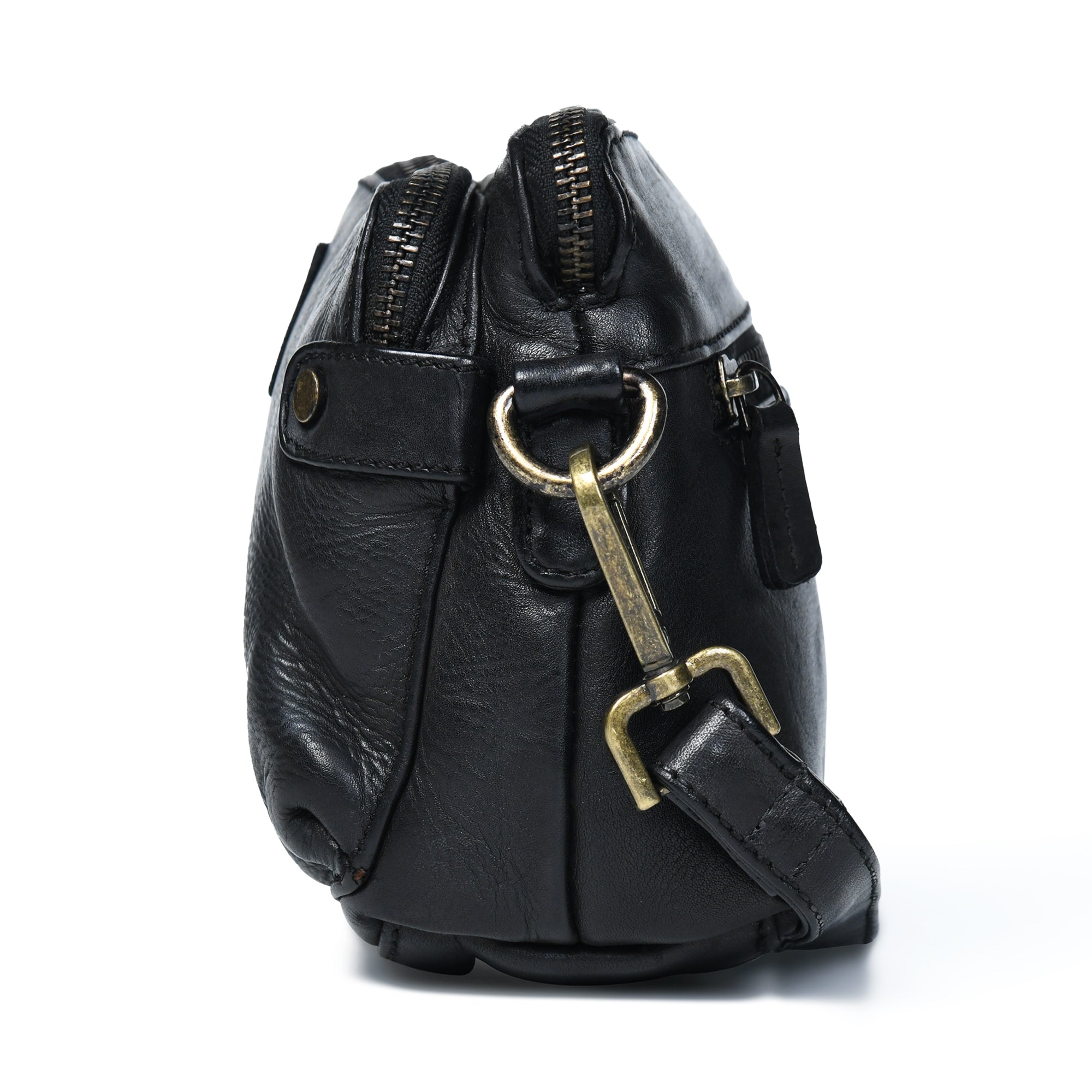 Classic Cognac Leather Women's Handbag - Black Colour